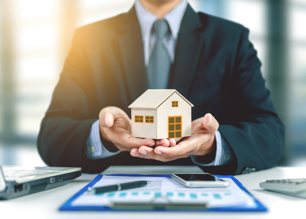 home insurance concept with businessman